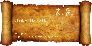 Kluka Henrik névjegykártya